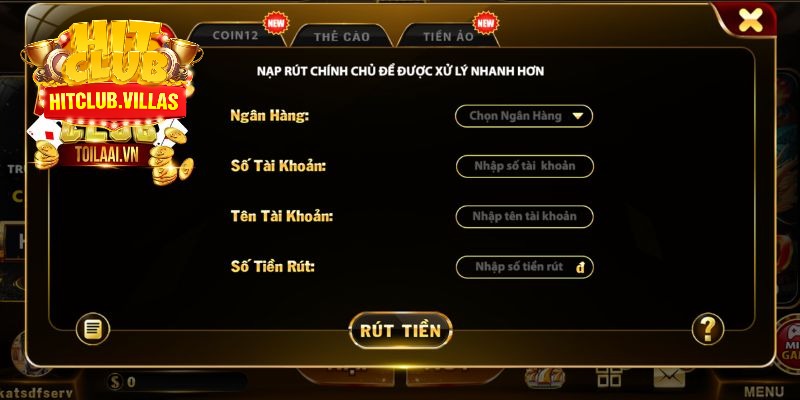 Hướng dẫn rút cược lẹ nhất từ cổng game HITCLUB