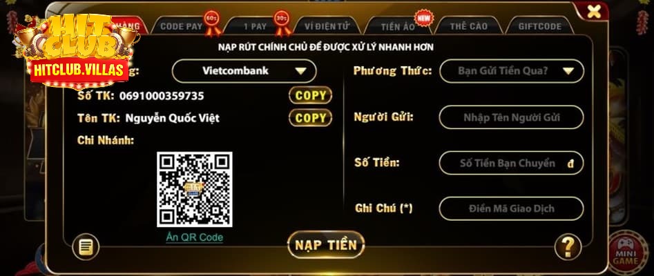 Tài xỉu online tại HITCLUB có đa dạng cổng thanh toán